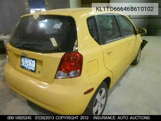 2006 Chevrolet Aveo Ls VIN: KL1TD66646B610102 Lot: 10925245