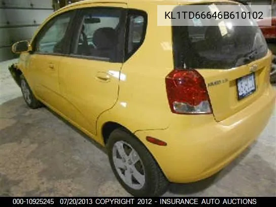 2006 Chevrolet Aveo Ls VIN: KL1TD66646B610102 Lot: 10925245