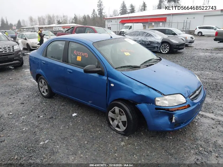 2006 Chevrolet Aveo Ls VIN: KL1TD56646B522743 Lot: 43875271