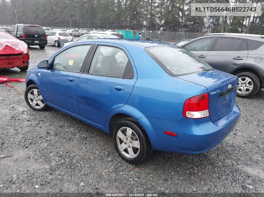 2006 Chevrolet Aveo Ls VIN: KL1TD56646B522743 Lot: 43875271