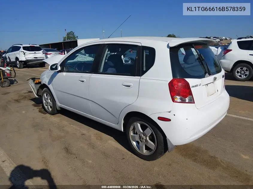 2006 Chevrolet Aveo Lt VIN: KL1TG66616B578359 Lot: 44698986