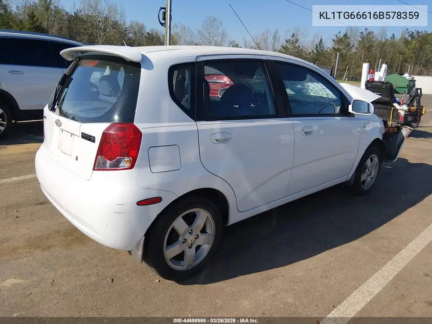 2006 Chevrolet Aveo Lt VIN: KL1TG66616B578359 Lot: 44698986