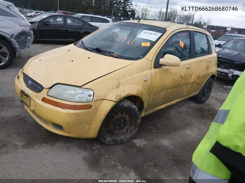 2006 Chevrolet Aveo Ls VIN: KL1TD66626B680746 Lot: 44768295