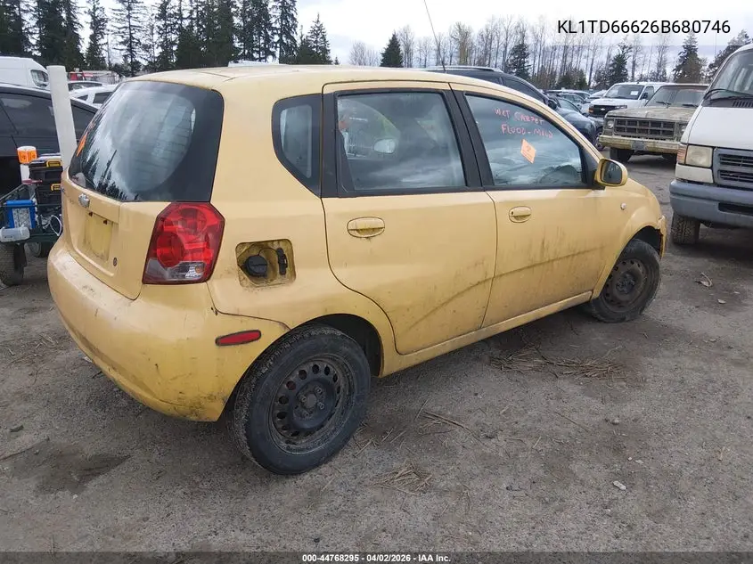 2006 Chevrolet Aveo Ls VIN: KL1TD66626B680746 Lot: 44768295