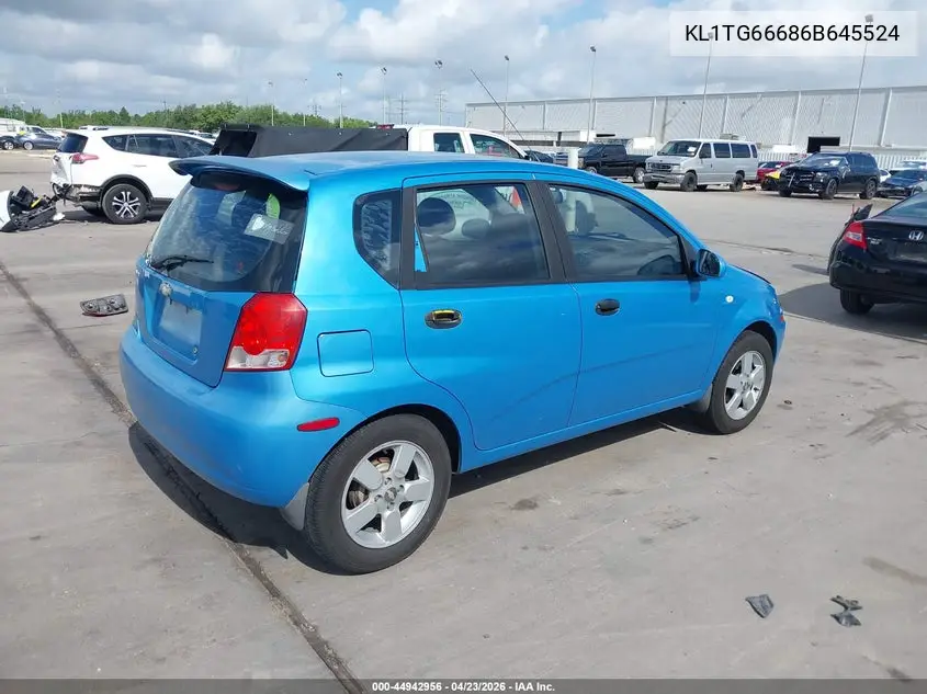 2006 Chevrolet Aveo Lt VIN: KL1TG66686B645524 Lot: 44942956