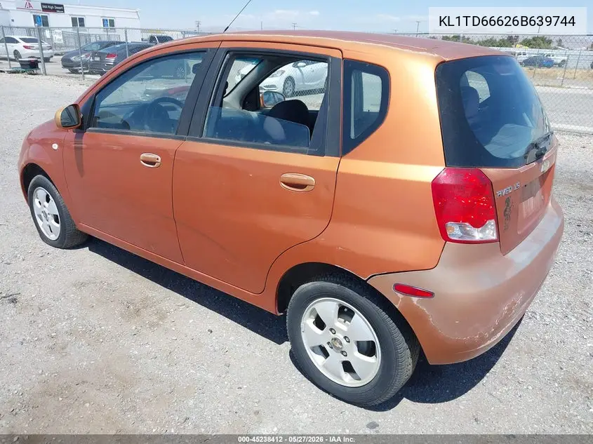 2006 Chevrolet Aveo Ls VIN: KL1TD66626B639744 Lot: 45238412