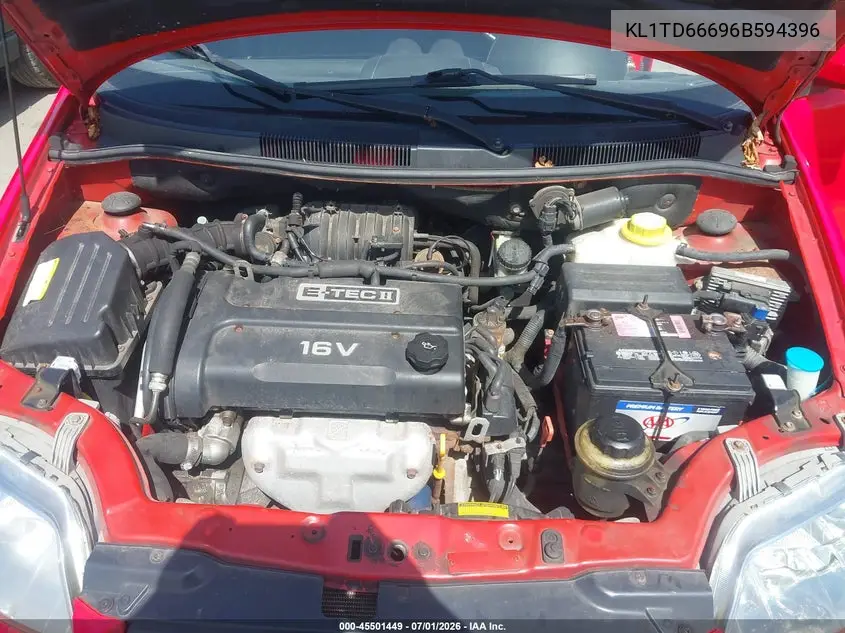 2006 Chevrolet Aveo Ls VIN: KL1TD66696B594396 Lot: 45501449