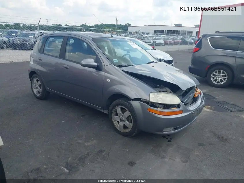 2006 Chevrolet Aveo Lt VIN: KL1TG666X6B551421 Lot: 45563890