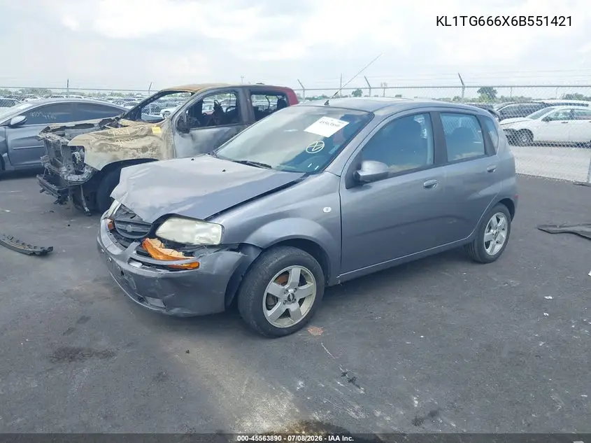 2006 Chevrolet Aveo Lt VIN: KL1TG666X6B551421 Lot: 45563890