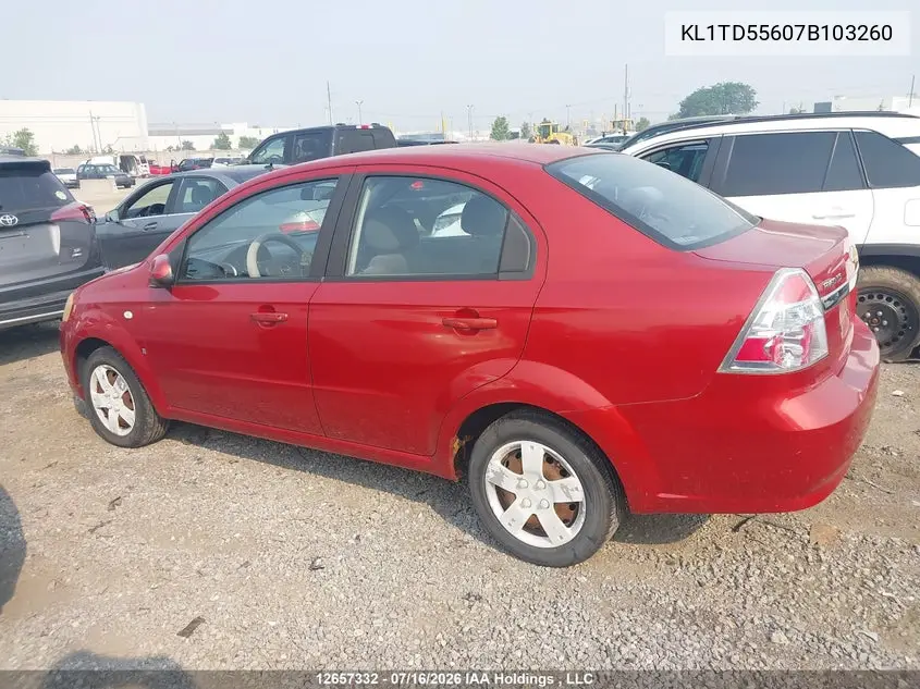 2007 Chevrolet Aveo Ls VIN: KL1TD55607B103260 Lot: 12657332