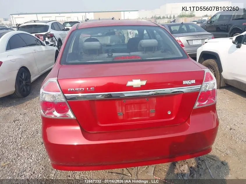 2007 Chevrolet Aveo Ls VIN: KL1TD55607B103260 Lot: 12657332