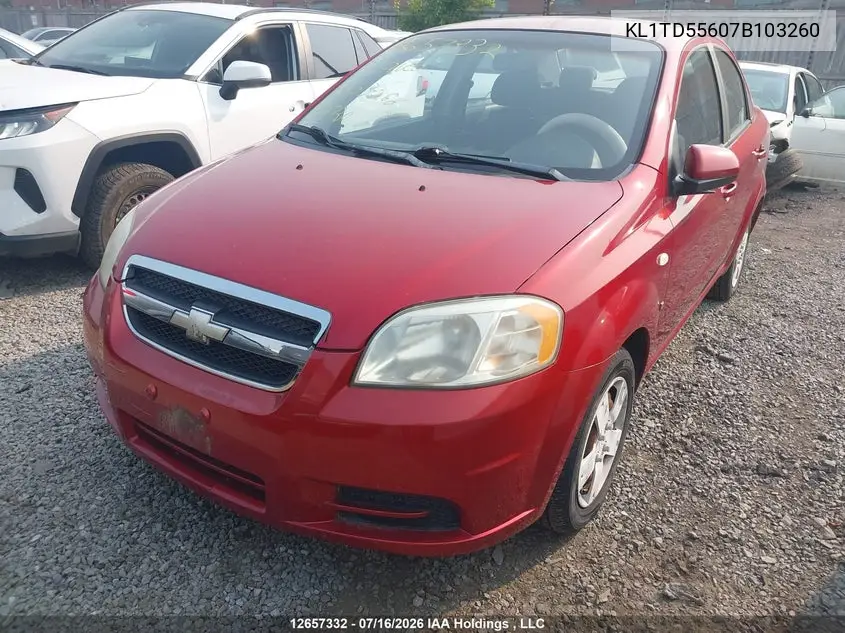 2007 Chevrolet Aveo Ls VIN: KL1TD55607B103260 Lot: 12657332
