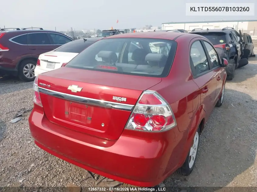 2007 Chevrolet Aveo Ls VIN: KL1TD55607B103260 Lot: 12657332