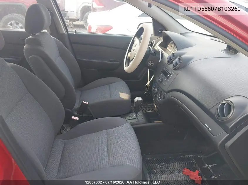 2007 Chevrolet Aveo Ls VIN: KL1TD55607B103260 Lot: 12657332
