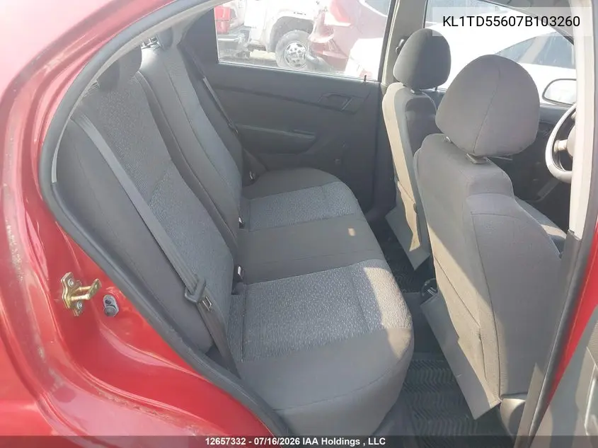 2007 Chevrolet Aveo Ls VIN: KL1TD55607B103260 Lot: 12657332