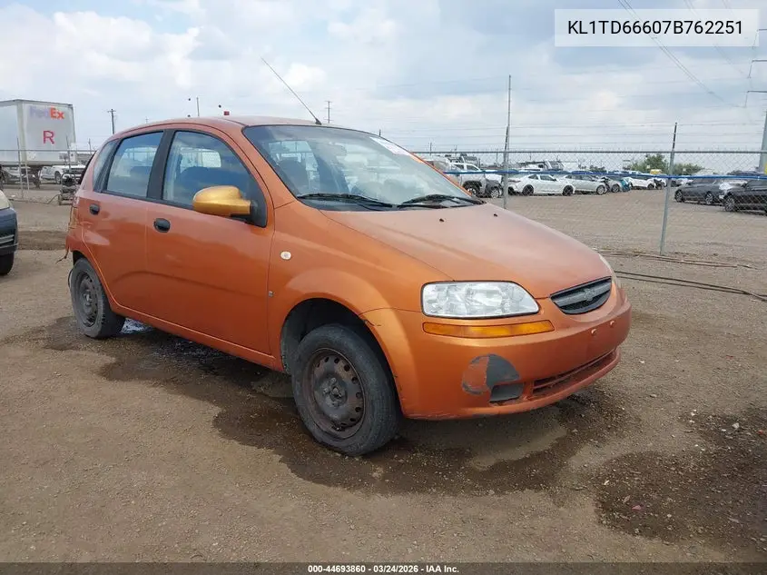 2007 Chevrolet Aveo 5 Ls VIN: KL1TD66607B762251 Lot: 44693860