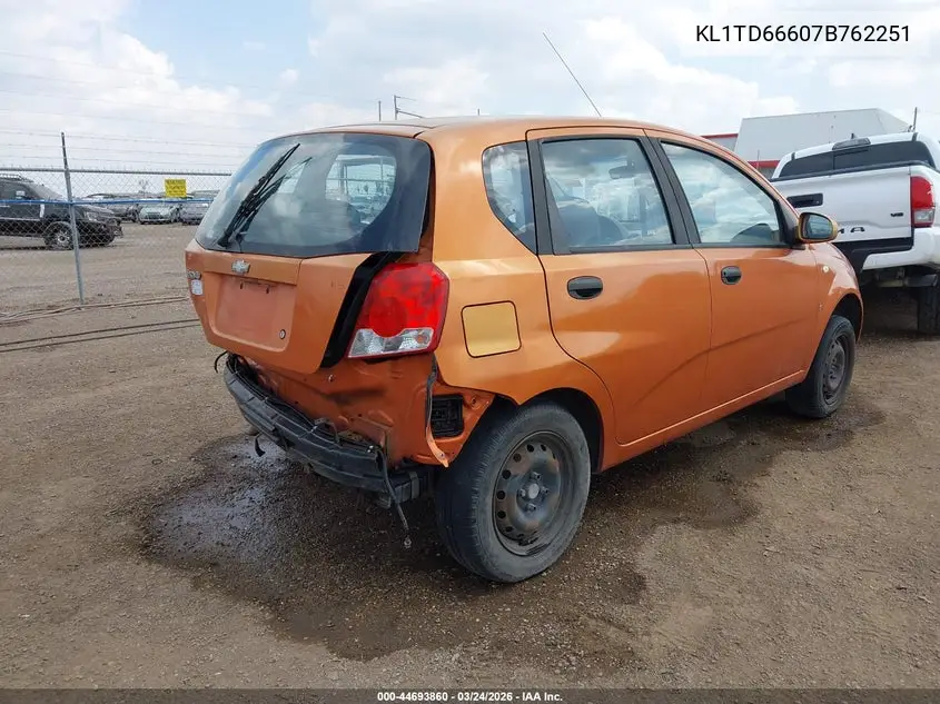 2007 Chevrolet Aveo 5 Ls VIN: KL1TD66607B762251 Lot: 44693860