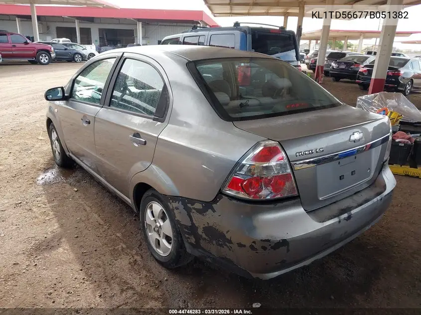 2007 Chevrolet Aveo Ls VIN: KL1TD56677B051382 Lot: 44746283