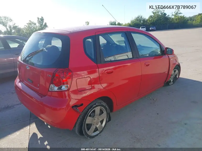 2007 Chevrolet Aveo 5 Ls VIN: KL1TD666X7B789067 Lot: 45114147