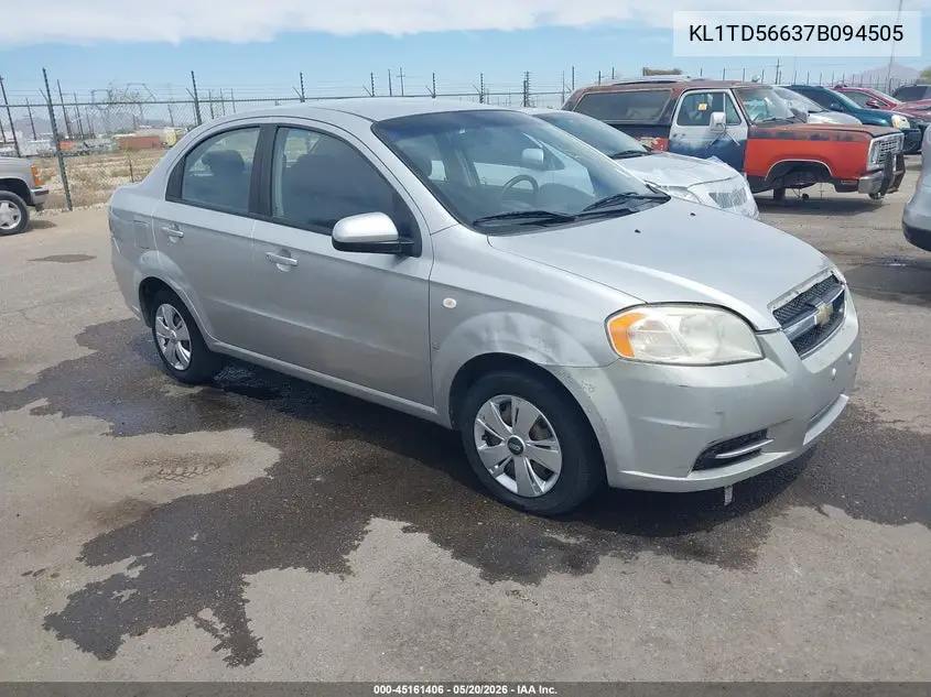 2007 Chevrolet Aveo Ls VIN: KL1TD56637B094505 Lot: 45161406