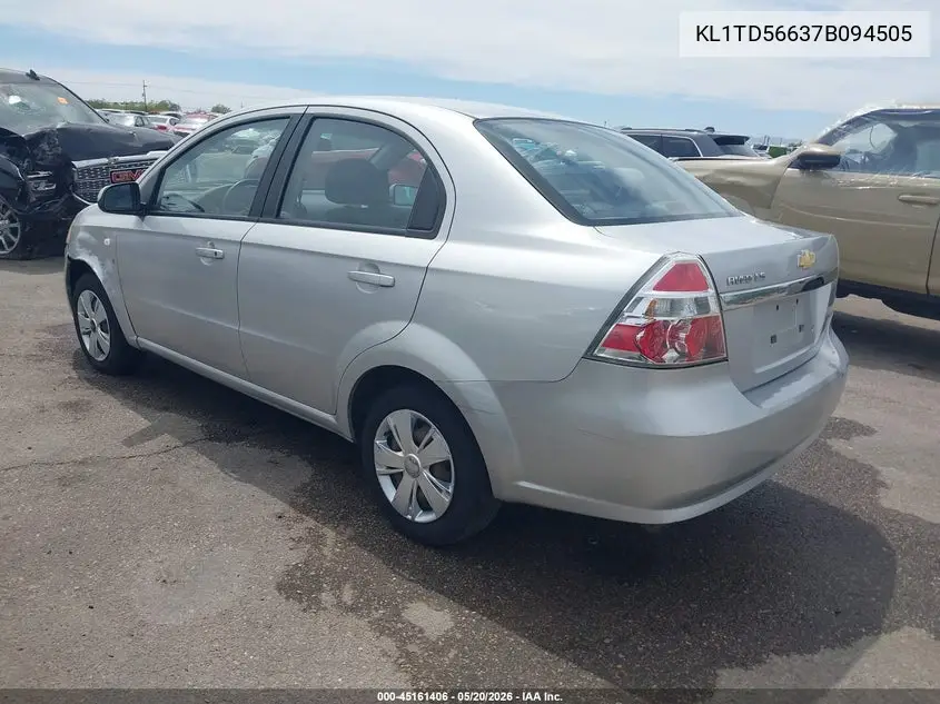 2007 Chevrolet Aveo Ls VIN: KL1TD56637B094505 Lot: 45161406