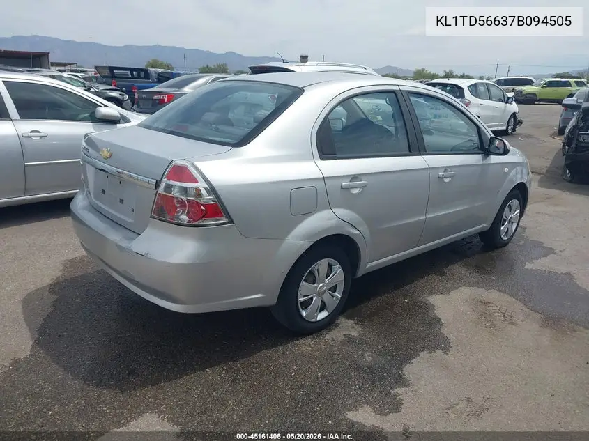 2007 Chevrolet Aveo Ls VIN: KL1TD56637B094505 Lot: 45161406