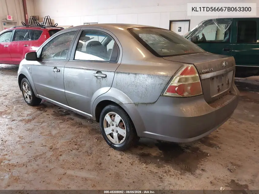 2007 Chevrolet Aveo Ls VIN: KL1TD56667B063300 Lot: 45308092