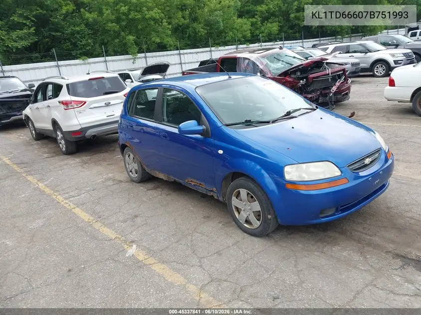 2007 Chevrolet Aveo Svm VIN: KL1TD66607B751993 Lot: 45337841