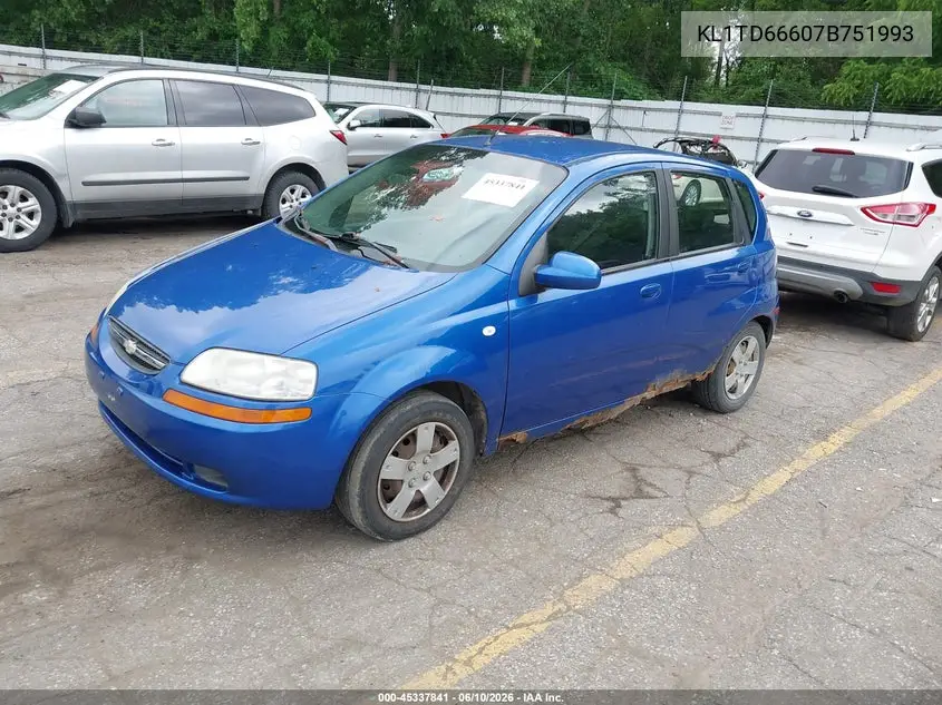 2007 Chevrolet Aveo Svm VIN: KL1TD66607B751993 Lot: 45337841
