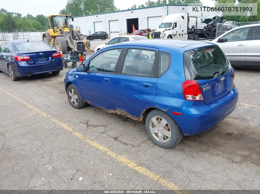 2007 Chevrolet Aveo Svm VIN: KL1TD66607B751993 Lot: 45337841