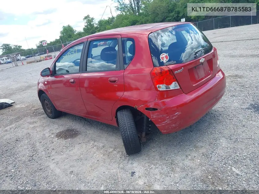 2007 Chevrolet Aveo Svm VIN: KL1TD66687B785583 Lot: 45397539