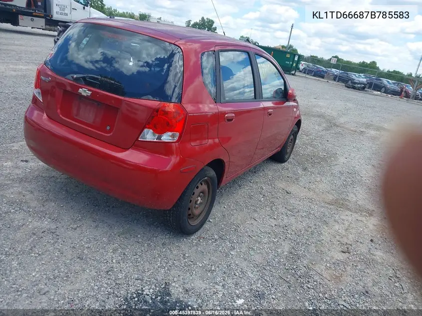 2007 Chevrolet Aveo Svm VIN: KL1TD66687B785583 Lot: 45397539