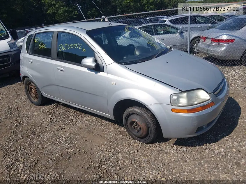 2007 Chevrolet Aveo Ls VIN: KL1TD66617B737102 Lot: 45509081