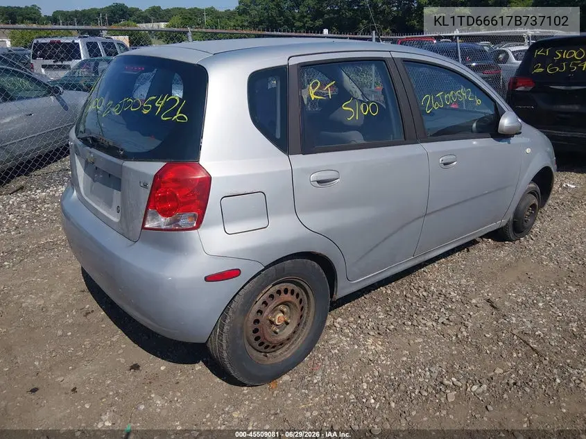 2007 Chevrolet Aveo Ls VIN: KL1TD66617B737102 Lot: 45509081