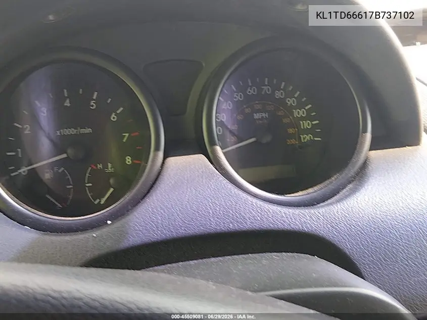 2007 Chevrolet Aveo Ls VIN: KL1TD66617B737102 Lot: 45509081
