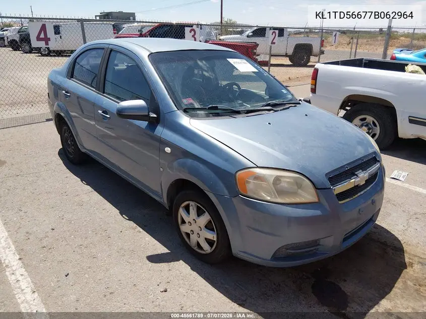 2007 Chevrolet Aveo Ls VIN: KL1TD56677B062964 Lot: 45561789