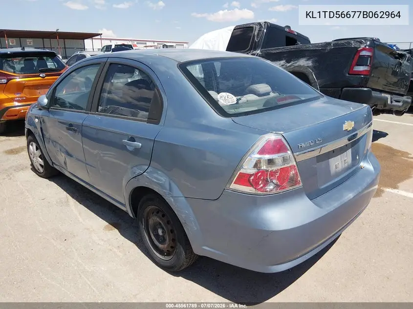2007 Chevrolet Aveo Ls VIN: KL1TD56677B062964 Lot: 45561789