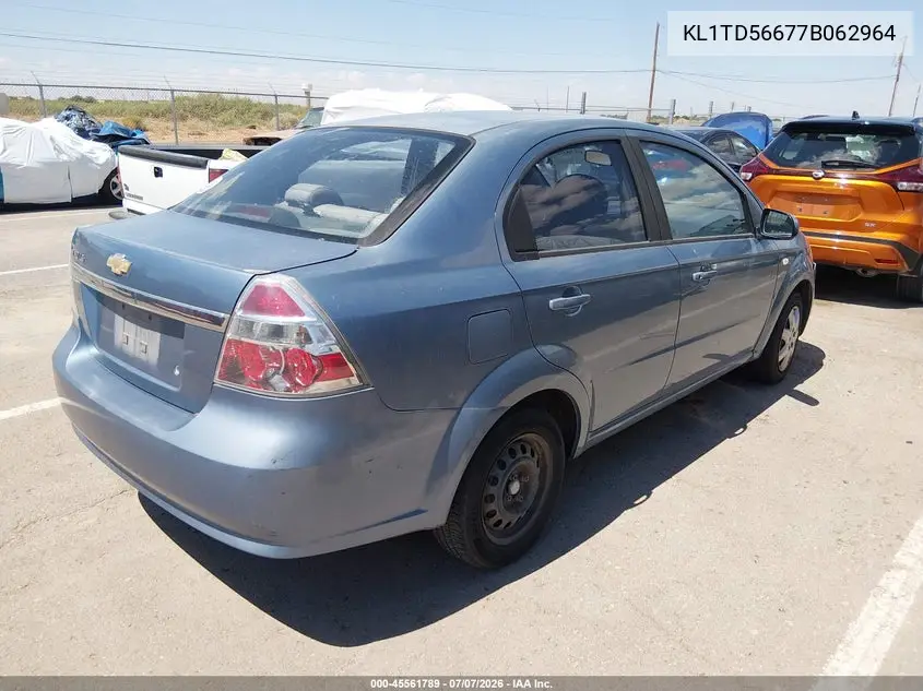 2007 Chevrolet Aveo Ls VIN: KL1TD56677B062964 Lot: 45561789