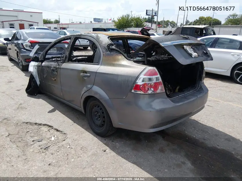 2007 Chevrolet Aveo Ls VIN: KL1TD56647B051677 Lot: 45605954