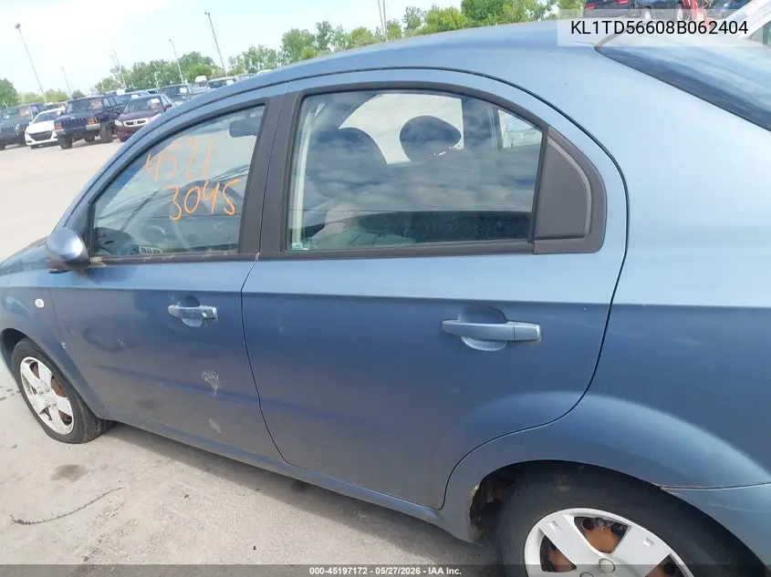 2008 Chevrolet Aveo Ls VIN: KL1TD56608B062404 Lot: 45197172