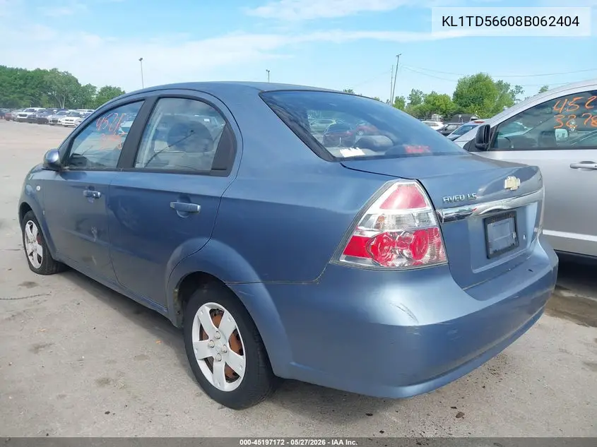 2008 Chevrolet Aveo Ls VIN: KL1TD56608B062404 Lot: 45197172