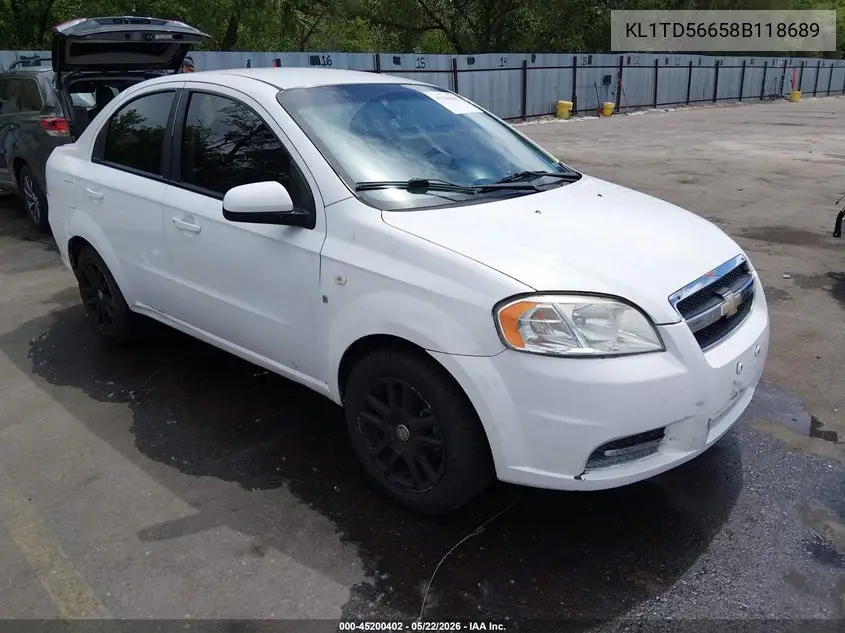 2008 Chevrolet Aveo Ls VIN: KL1TD56658B118689 Lot: 45200402