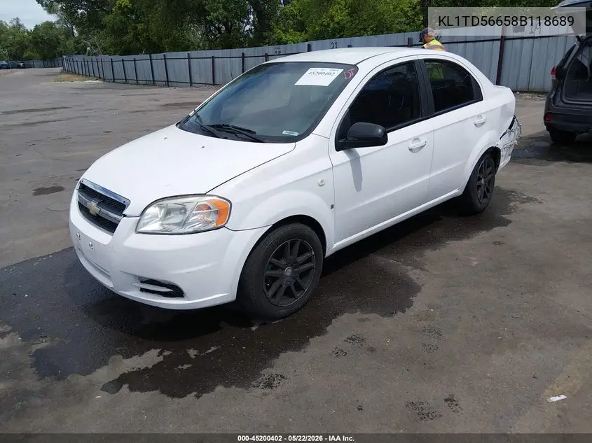 2008 Chevrolet Aveo Ls VIN: KL1TD56658B118689 Lot: 45200402