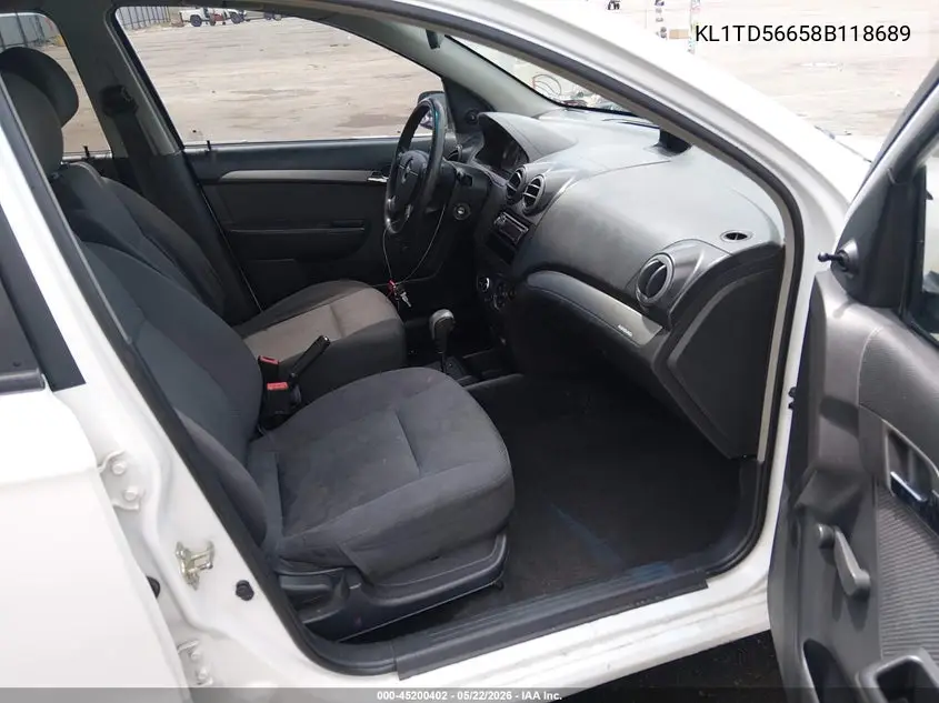 2008 Chevrolet Aveo Ls VIN: KL1TD56658B118689 Lot: 45200402
