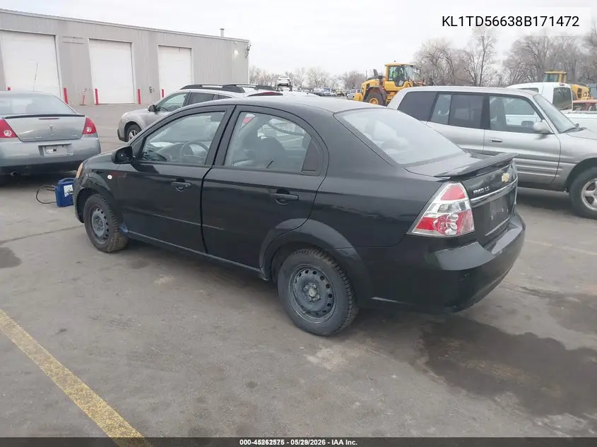 2008 Chevrolet Aveo Ls VIN: KL1TD56638B171472 Lot: 45262575