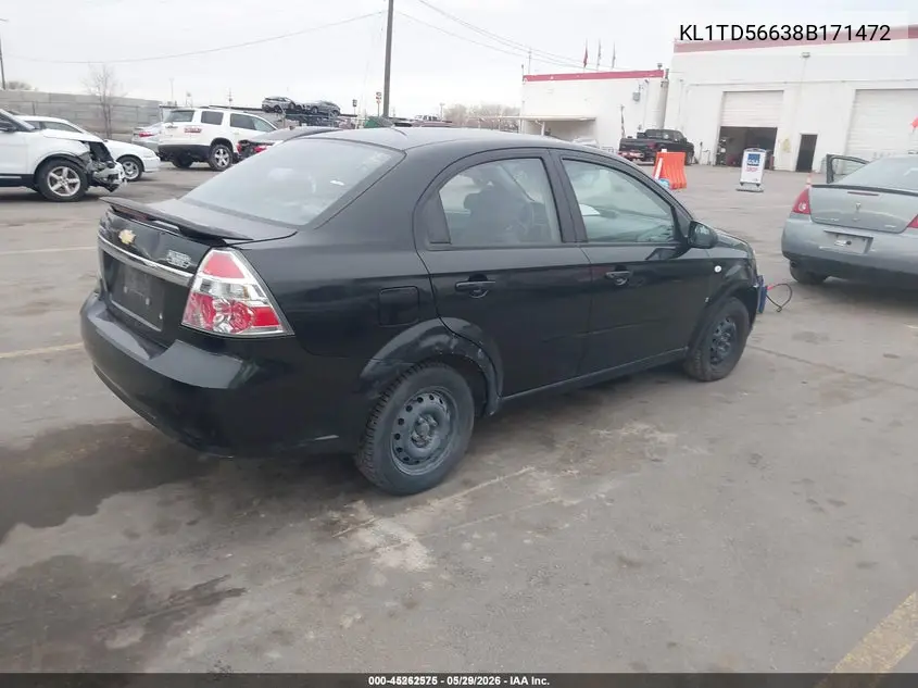 2008 Chevrolet Aveo Ls VIN: KL1TD56638B171472 Lot: 45262575