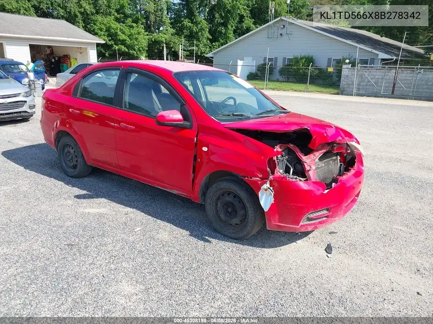 2008 Chevrolet Aveo Ls VIN: KL1TD566X8B278342 Lot: 45308198