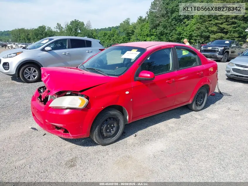 2008 Chevrolet Aveo Ls VIN: KL1TD566X8B278342 Lot: 45308198