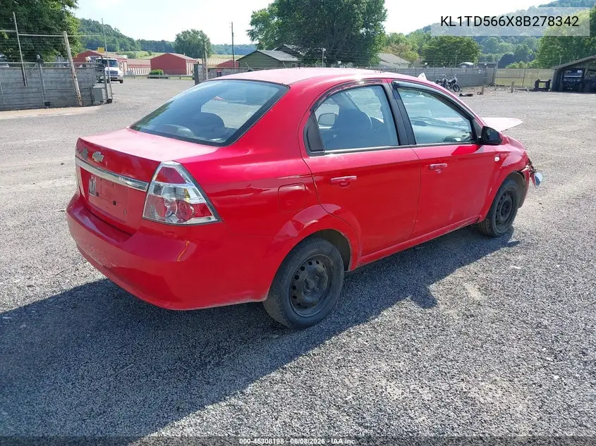 2008 Chevrolet Aveo Ls VIN: KL1TD566X8B278342 Lot: 45308198