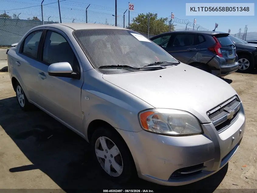 2008 Chevrolet Aveo Ls VIN: KL1TD56658B051348 Lot: 45352497
